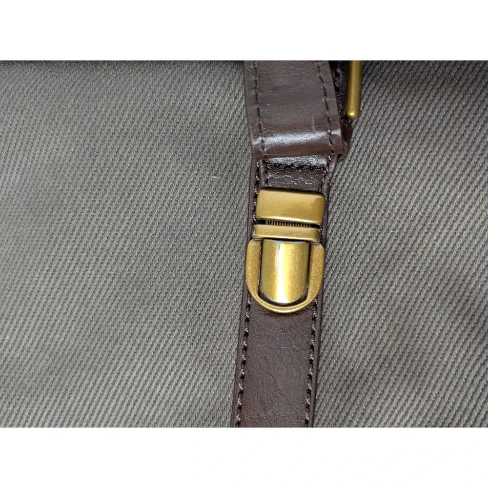 Fossil Estate City Gray Canvas Leather Accents Messenger Bag 12”x 9”